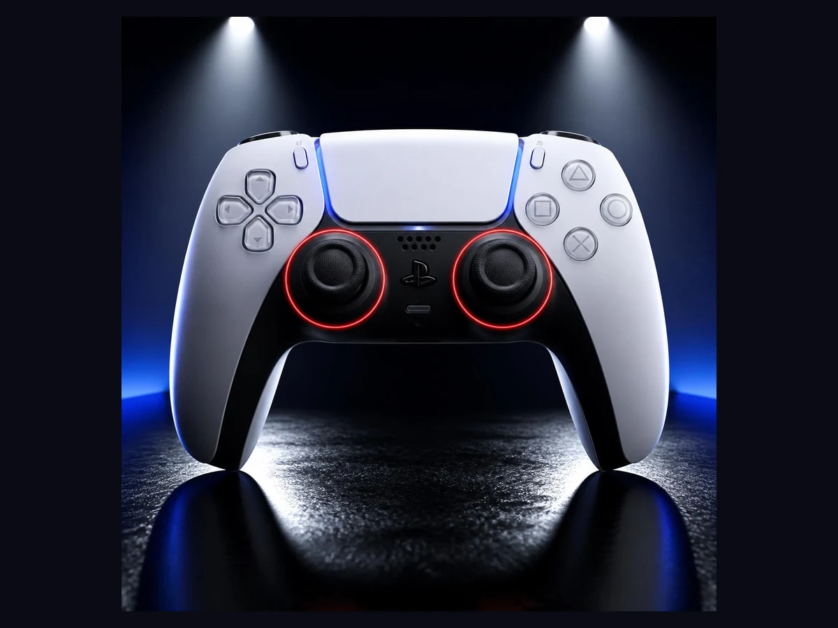 PlayStation 5 DualSense controller with both analog sticks highlighted